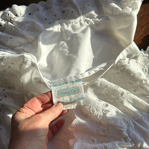 2 Vintage Chic White Eyelet Euro Shams. Anthropologie, Cottagecore , boho vibes - Picture 4 of 13
